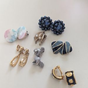 Lot of 7 Pairs of Vintage Clip On Earrings